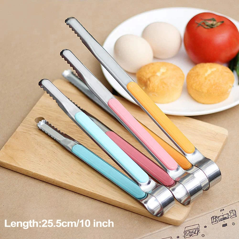 Stainless Steel BBQ Tongs Kitchen Pickle Picker 10 inch Professional Grilling Tongs Food Clip Clamp BBQ Accessories