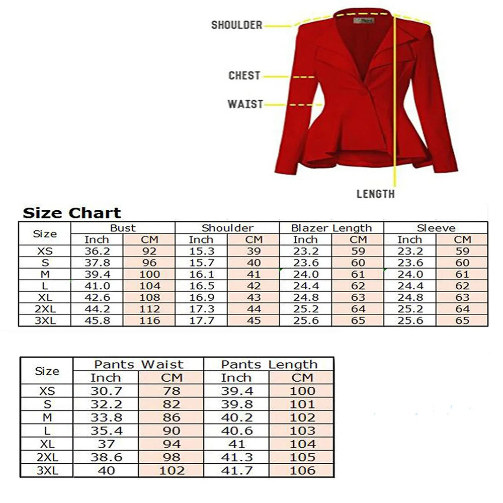 Serge Two-piece Suit Single-breasted Solid Color Business Casual New in Matching Groups of Pant Sets Luxury Blazers Women's Set